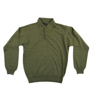 MdM Mondo di Marco Sweater Men's Size Small Green 100% Wool Polo Italy Vintage